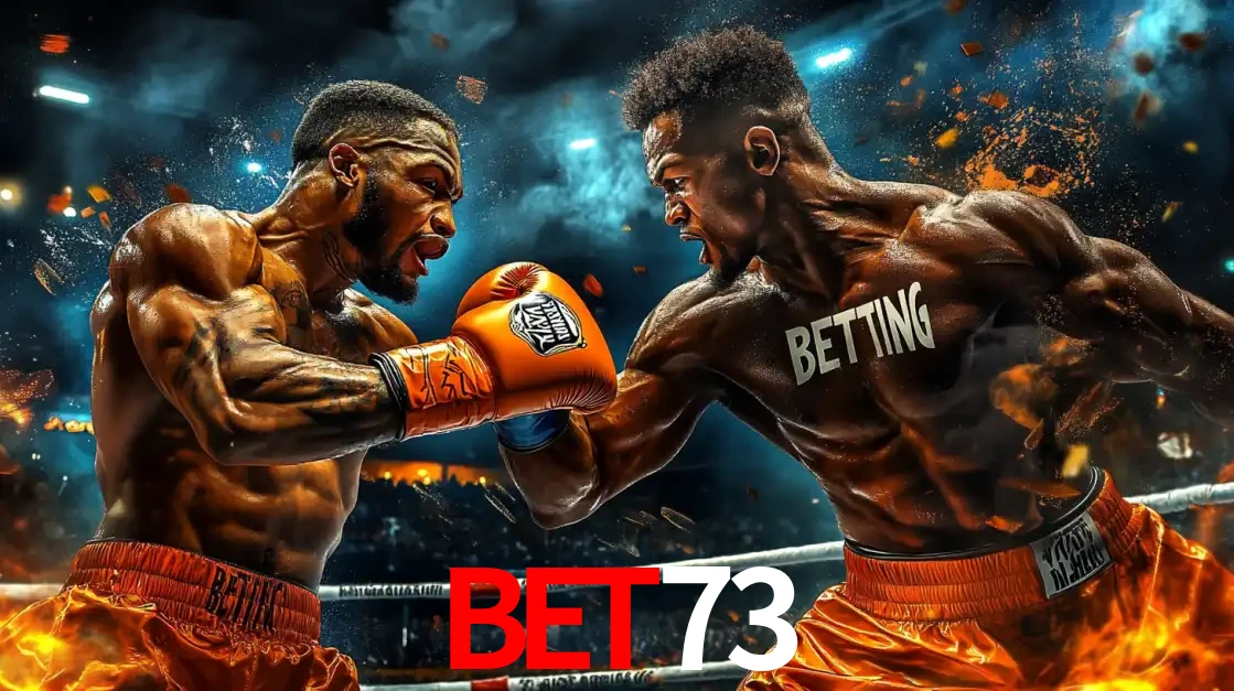 Dois boxeadores em uma luta intensa e explosiva, representando a adrenalina e as oportunidades de apostas em esportes de combate disponíveis na plataforma BET73.