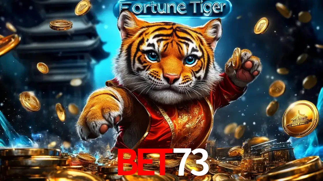 Imagem promocional do jogo de slot Fortune Tiger, com um tigre majestoso em traje tradicional cercado por uma fortuna em moedas de ouro, disponível agora no cassino BET73.